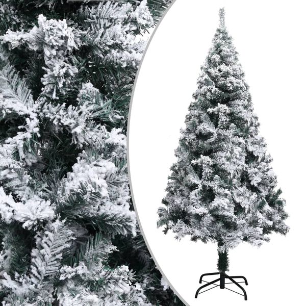 vidaXL &Aacute;rvore de Natal artificial c/ flocos de neve 150 cm PVC verde
