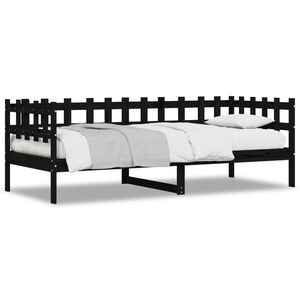 vidaXL Sof&aacute;-cama 90x190 cm madeira de pinho maci&ccedil;a preto