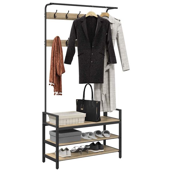 vidaXL Cabideiro Carvalho Sonoma 95 x 34 x 184 cm Madeira processada