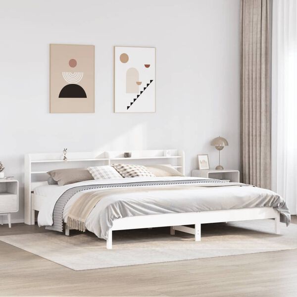 vidaXL Cama sem colch&atilde;o 180x200 cm madeira de pinho maci&ccedil;a branco