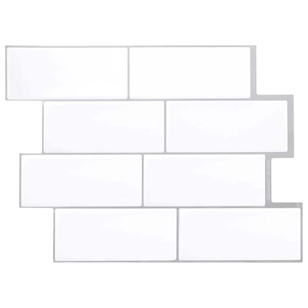 vidaXL Adesivos Decorativos 10 pcs Branco e Cinza 29,4 x 21,4 x 0,8 cm