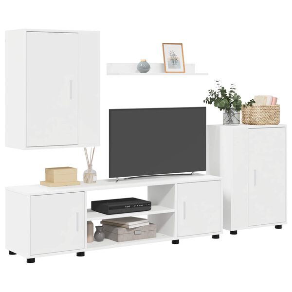 vidaXL Conjunto de m&oacute;vel de TV 4 pcs Branco Madeira processada