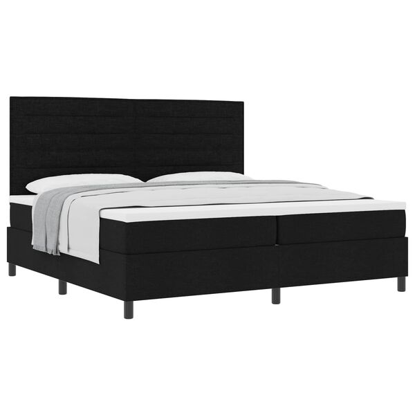 vidaXL Cama Box com colch&atilde;o com cabeceira Preto 200 x 200 cm tecido