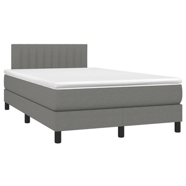 vidaXL Cama boxspring com colch&atilde;o 120x190 cm tecido cinzento-escuro