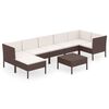 vidaXL 8 pcs conjunto lounge jardim c/ almofad&otilde;es vime PE castanho