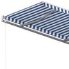 vidaXL Toldo retrátil manual com postes 4,5x3,5 m azul e branco