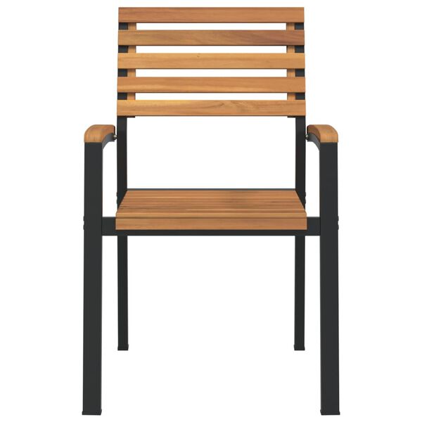 vidaXL Cadeiras de jardim empilháveis 2 pcs acácia maciça e metal