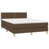 vidaXL Cama box spring c/ colch&atilde;o/LED 140x190cm tecido castanho-escuro