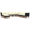vidaXL 12 pcs conjunto lounge de jardim c/ almofad&otilde;es vime PE preto