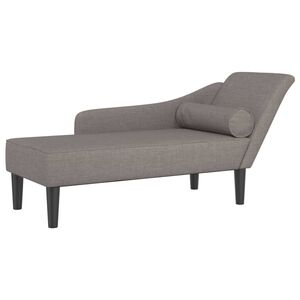 vidaXL Chaise lounge com almofad&otilde;es tecido cinzento-acastanhado