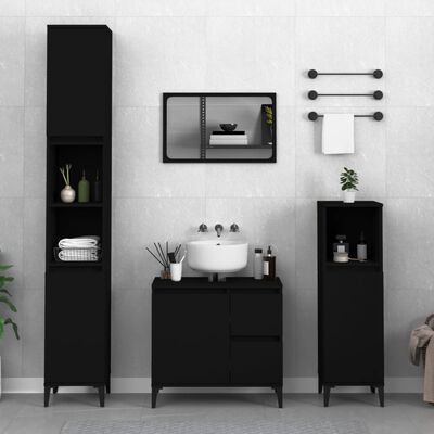 vidaXL Armário de casa de banho 65x33x60cm derivados de madeira preto
