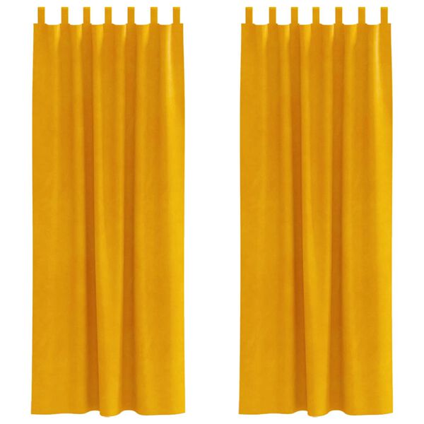 vidaXL Cortinas opacas 2 pcs Amarelo Mostarda 140 x 260 cm Veludo