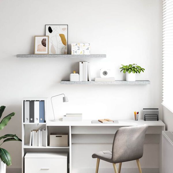 vidaXL Prateleiras de parede 2 pcs 120x23,5x3,8cm MDF cinzento-cimento