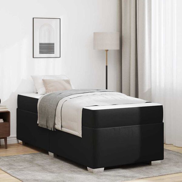 vidaXL Estrutura da Cama com colch&atilde;o Preto 90 x 190 cm tecido