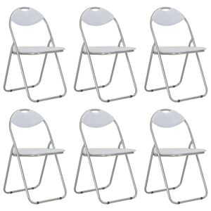 vidaXL Cadeiras de jantar dobr&aacute;veis 6 pcs couro artificial branco