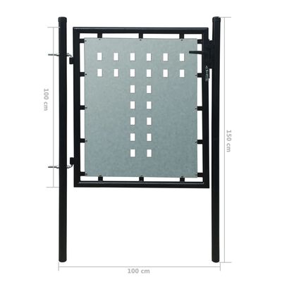 vidaXL Portão de cerca com porta única 100x150 cm preto