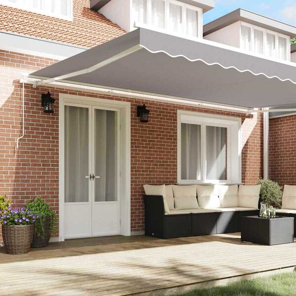 vidaXL Toldo Retr&aacute;til Cinzento-claro 500 &times; 300 cm Tecido e Metal