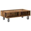 vidaXL Mesa Lateral com Rodas Madeira antiga 90 x 50 x 30 cm