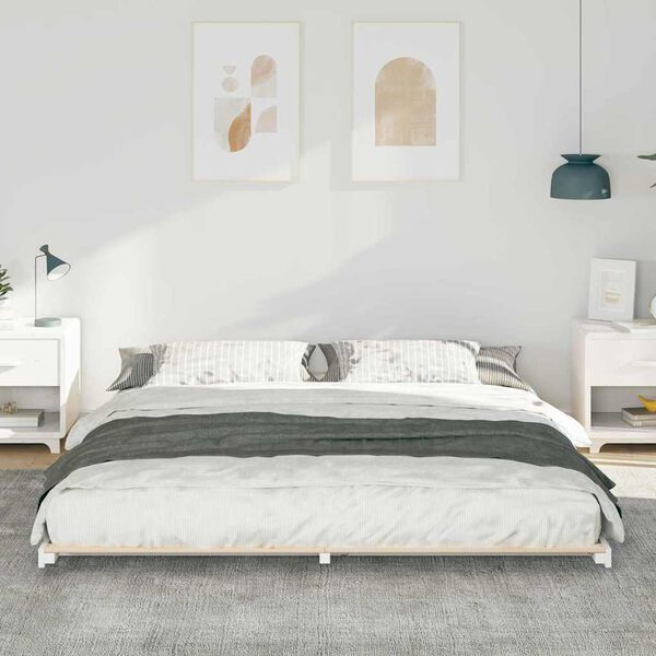 vidaXL Estrutura de cama de ch&atilde;o Branco 180 x 200 cm