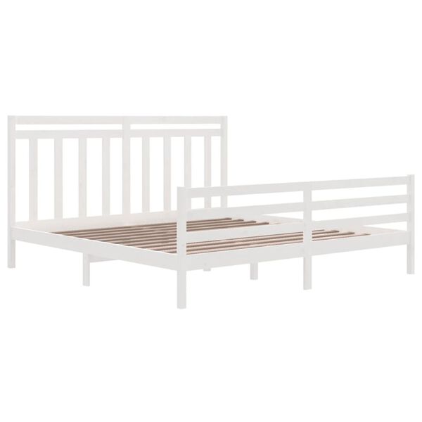 vidaXL Estrutura de cama super king pinho maci&ccedil;o 180x200 cm branco