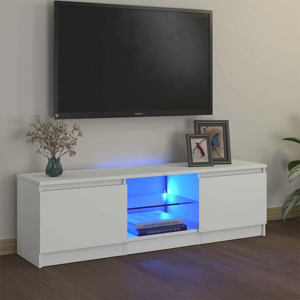 vidaXL M&oacute;vel de TV com luzes LED 120x30x36 cm branco