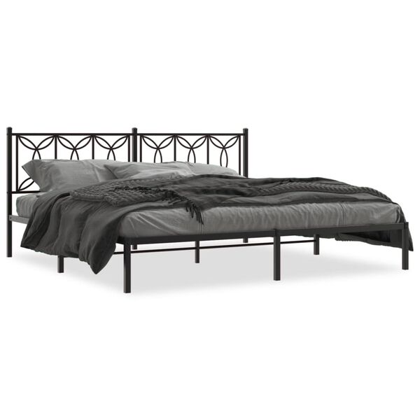 vidaXL Estrutura de cama com cabeceira 193x203 cm metal preto