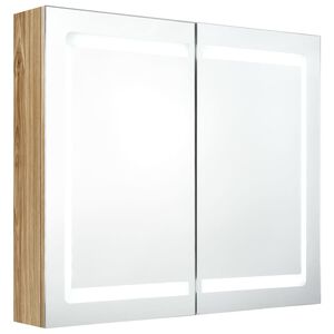 vidaXL Arm&aacute;rio espelhado casa de banho LED 80x12x68 cm carvalho