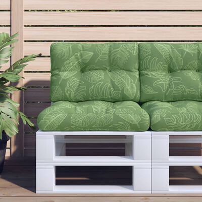 vidaXL Almofadão para sofá de paletes 50x40x12 cm tecido padrão folhas