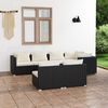 vidaXL 7 pcs conjunto lounge de jardim c/ almofad&otilde;es vime PE preto
