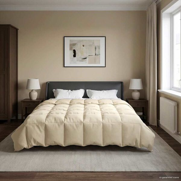 vidaXL Duvet de Ano Inteiro Colchonete Creme 200 x 220 cm Microfibra