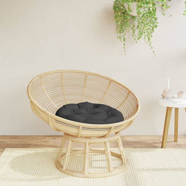 vidaXL Almofad&atilde;o redondo &Oslash; 60 x11 cm tecido oxford preto