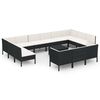 vidaXL 14 pcs conjunto lounge de jardim c/ almofad&otilde;es vime PE preto