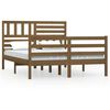 vidaXL Estrutura cama casal 135x190 cm madeira maci&ccedil;a castanho-mel