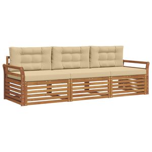 vidaXL Conjunto de Sof&aacute;s para Exterior 3 pcs Natural e Bege