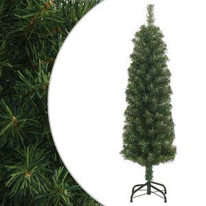 vidaXL Árvore de Natal artificial fina com suporte 150 cm PVC verde