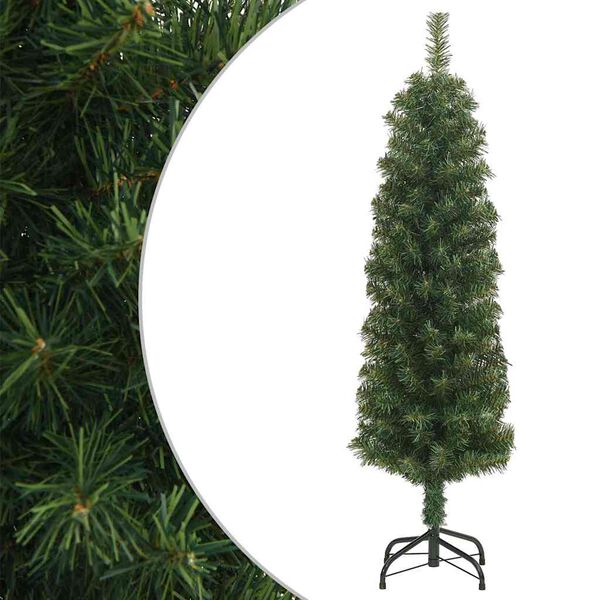 vidaXL Árvore de Natal artificial fina com suporte 150 cm PVC verde