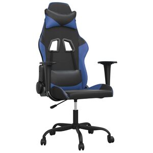 vidaXL Cadeira gaming de massagens couro artificial preto e azul