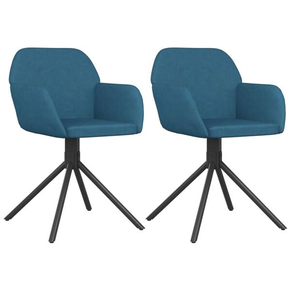 vidaXL Cadeiras de jantar girat&oacute;rias 2 pcs veludo azul