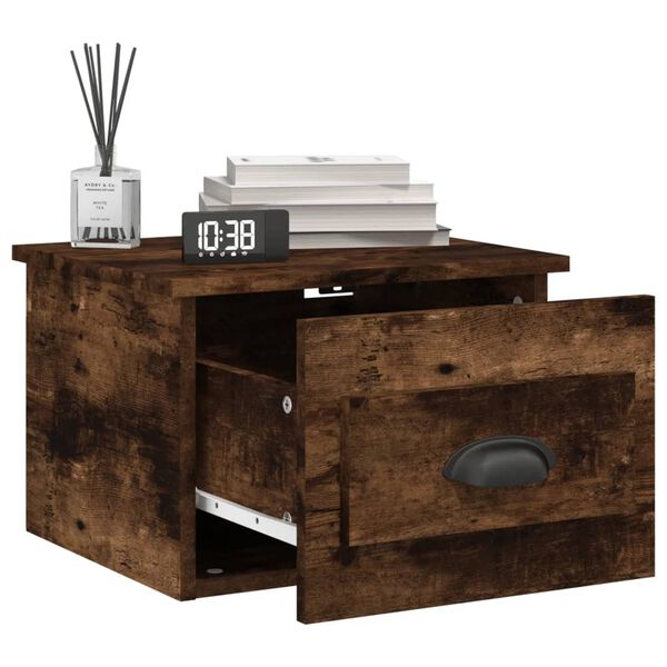 vidaXL Mesas de cabeceira parede 2 pcs 41,5x36x28 cm carvalho fumado