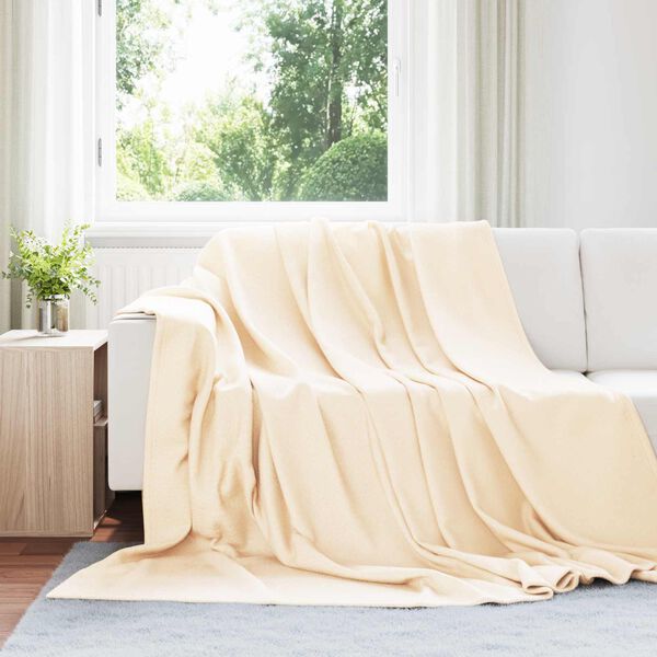 vidaXL Cobertor Creme 240 x 220 cm L&atilde;