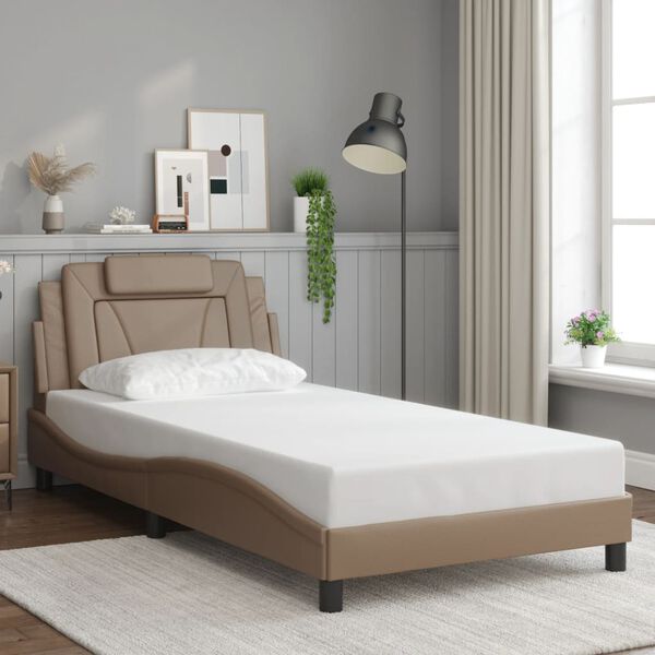vidaXL Estrutura de cama Viana com LED sem colch&atilde;o 100x200 cm cappuccino