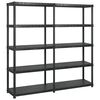 vidaXL Unidade com 5 prateleiras 183x45,7x185 cm pl&aacute;stico preto