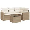 vidaXL 5 pcs conjunto de sof&aacute;s p/ jardim com almofad&otilde;es vime PE bege