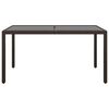 vidaXL 7 pcs conj. jantar p/ jardim vime PE e vidro temperado castanho
