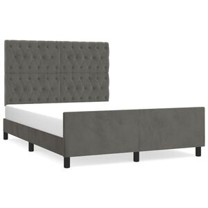 vidaXL Estrutura de cama sem colch&atilde;o 140x190 cm veludo cinzento-escuro