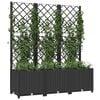 vidaXL Vaso de jardim com treli&ccedil;a preto 120x40x136 cm PP