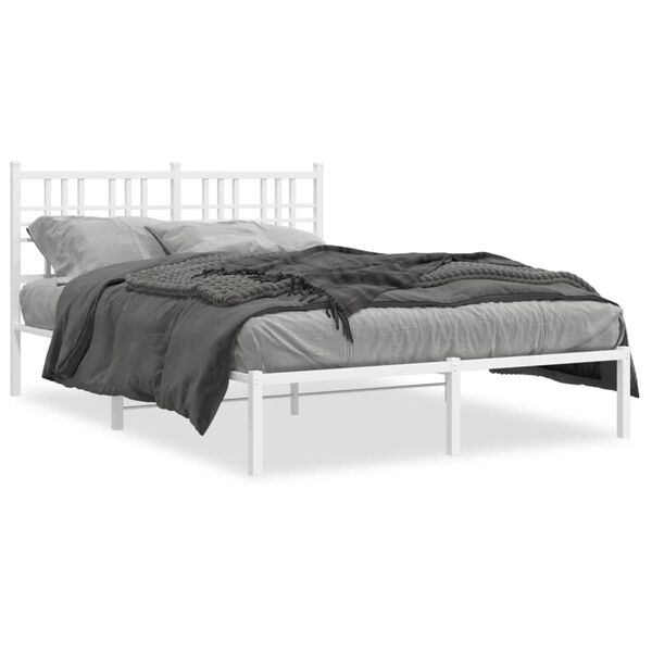 vidaXL Estrutura de cama com cabeceira 120x190 cm metal branco