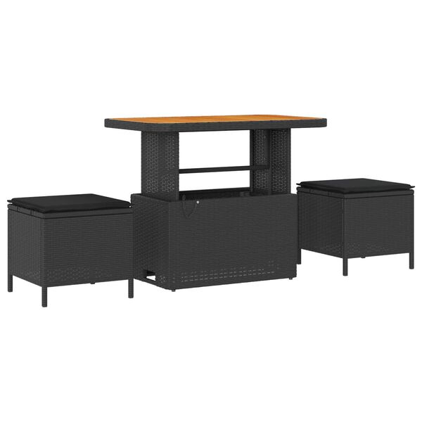 vidaXL Conjunto de Sof&aacute; de Jardim com almofada 10 pcs Preto