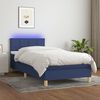 vidaXL Cama box spring c/ colch&atilde;o e LED 90x200 cm tecido azul