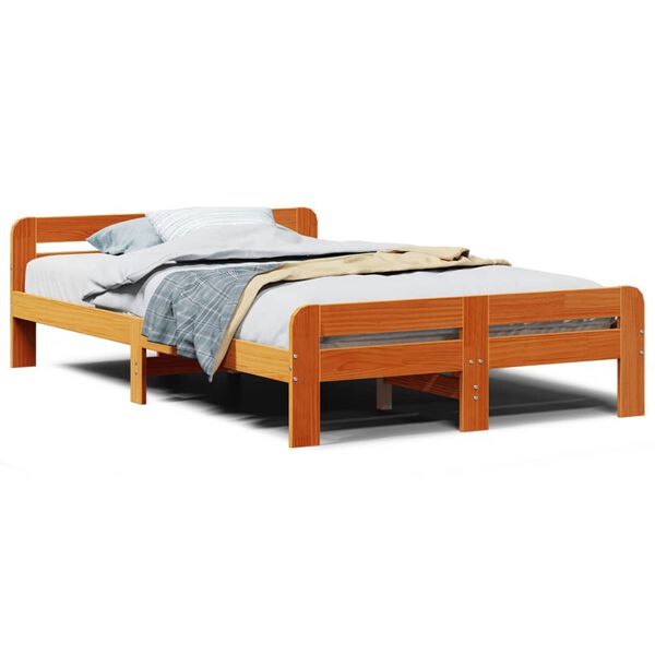 vidaXL Cama sem colch&atilde;o 120x190 cm madeira pinho maci&ccedil;a castanho-mel